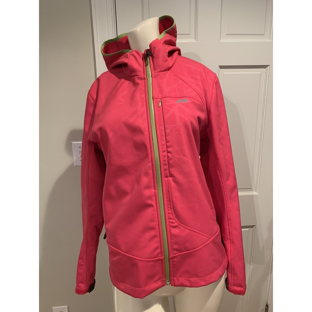 KOPPEN POLYESTER SPANDEX Pink FULL ZIP HOODED POCKET JACKET SIZE L